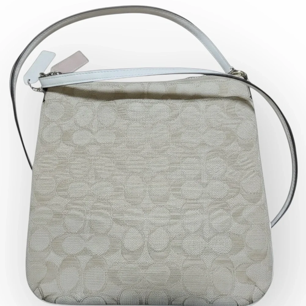 NWT Coach Signature Jacquard File Crossbody Bag Light Khaki Chalk w Dust Bag - Picture 3 of 7